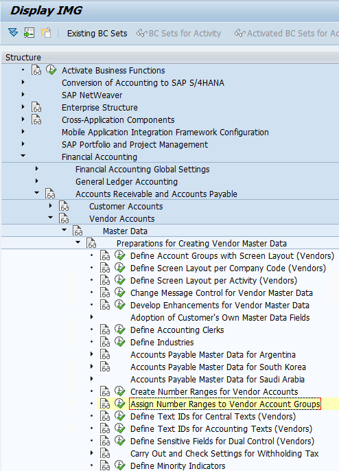 define number assignment for direction bp to vendor path