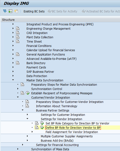 define number assignment for direction bp to vendor path