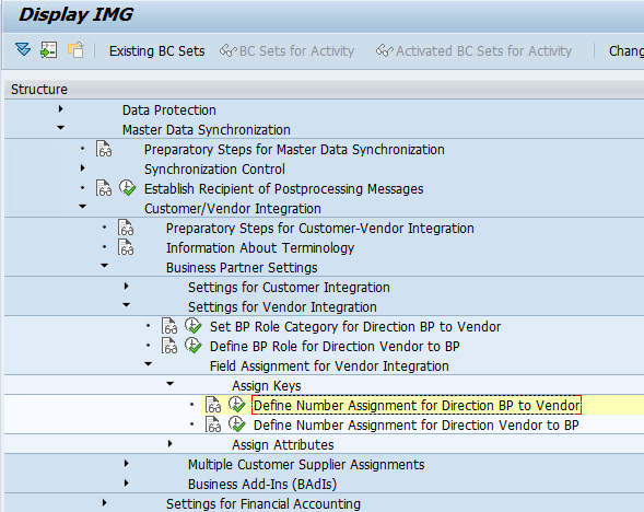 define number assignment for direction bp to vendor path