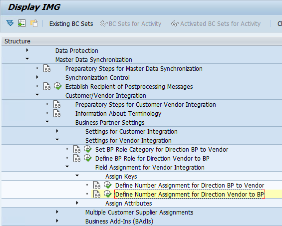 define number assignment for direction bp to vendor