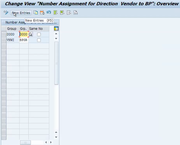 sap define number assignment for direction bp to customer