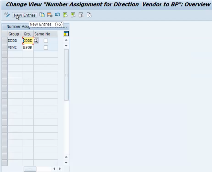 define number assignment for direction vendor to bp